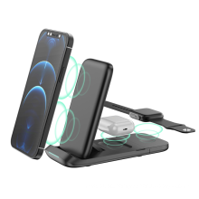 15W  3 in 1 Fast Wireless Charger Wireless Charging Stand Foldable and Portable Wireless Charger for IPhone Watch Earphone